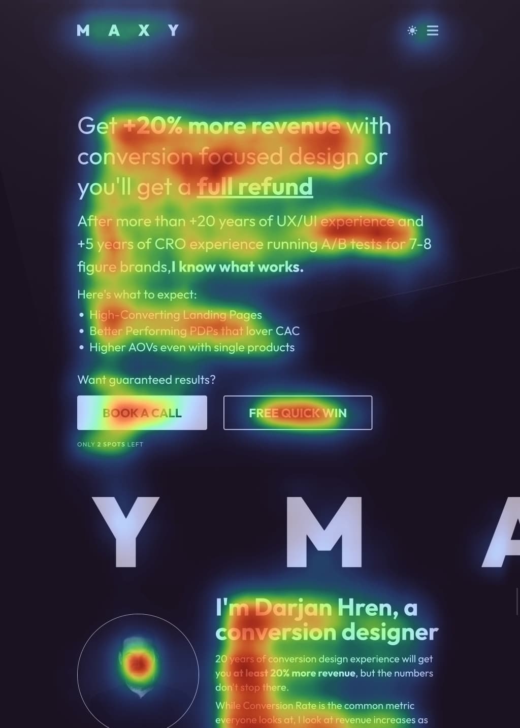 Attention Map heatmap of a website